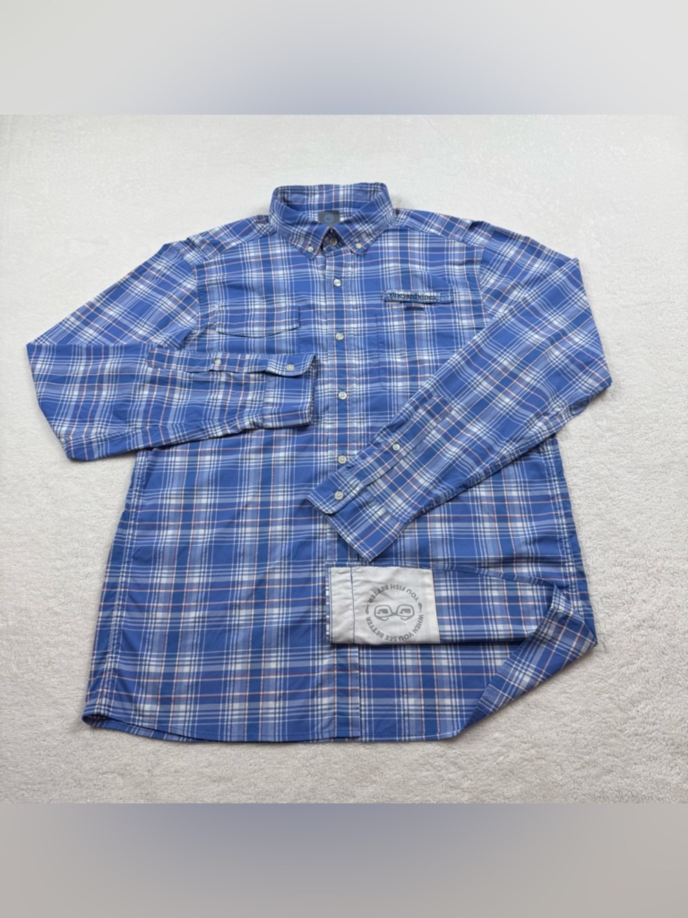 SOLD Vineyard vines Classic fit Harbor shirt men’s size m plaid Newport blue